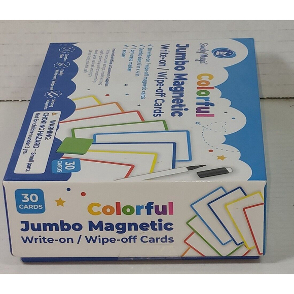 30 Jumbo Magnetic Write-on Wipe-off Cards 6 x 4in Dry Erase Labels Marker Eraser - Picture 7 of 7